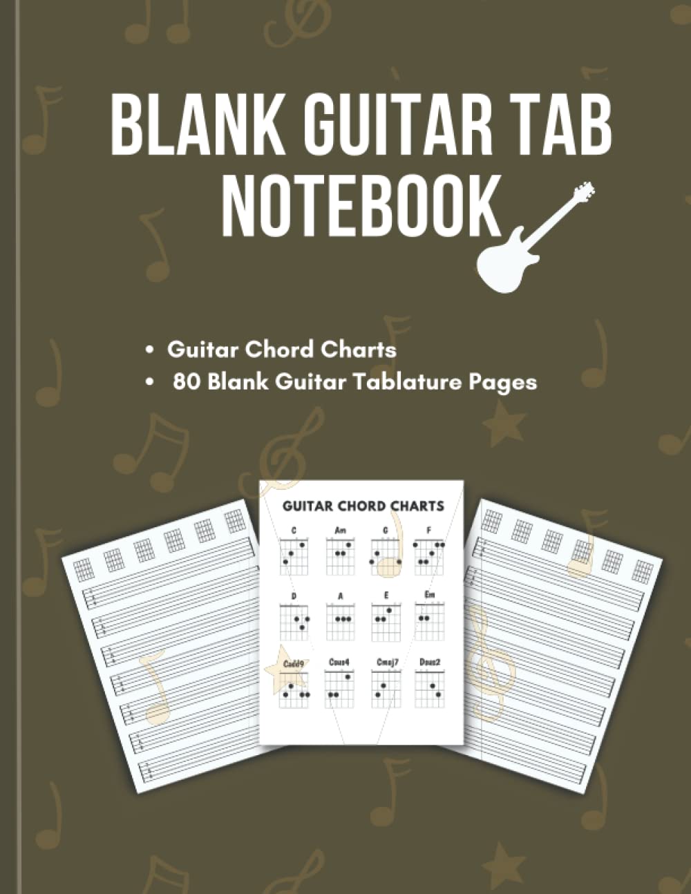 Libro: Blank Guitar Tab Notebook: Music Journal for Guitar with Chord Diagrams and Guitar Chart Chords, 80 Pages - Large: 8.5" x 11"