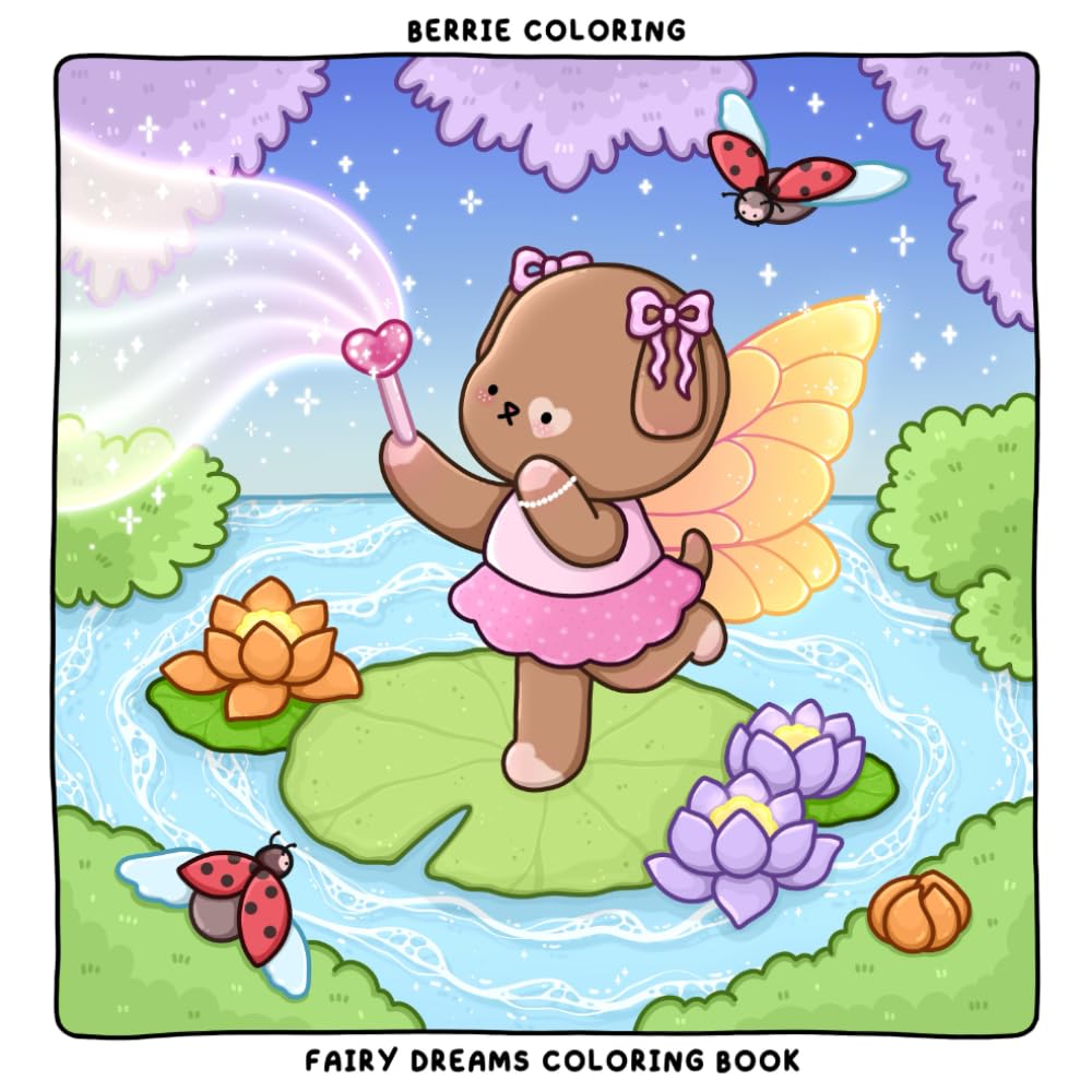 Libro: Berrie Coloring Fairy Dreams: Cute and Cozy Coloring Book for Adults & Teens Featuring Adorable Animal Characters and Dreamy Scenes