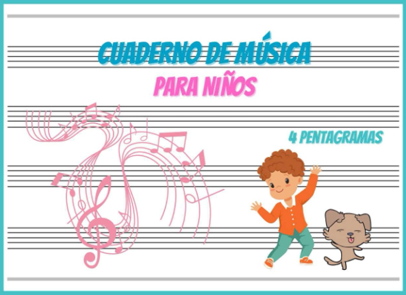 Libro: Cuaderno de Música 4 pentagramas: Libreta Para Notación Musical Para Niños | 100 Páginas | 4 Pentagramas Por Página | Papel Pautado | A5 Apaisado (Spanish Edition)