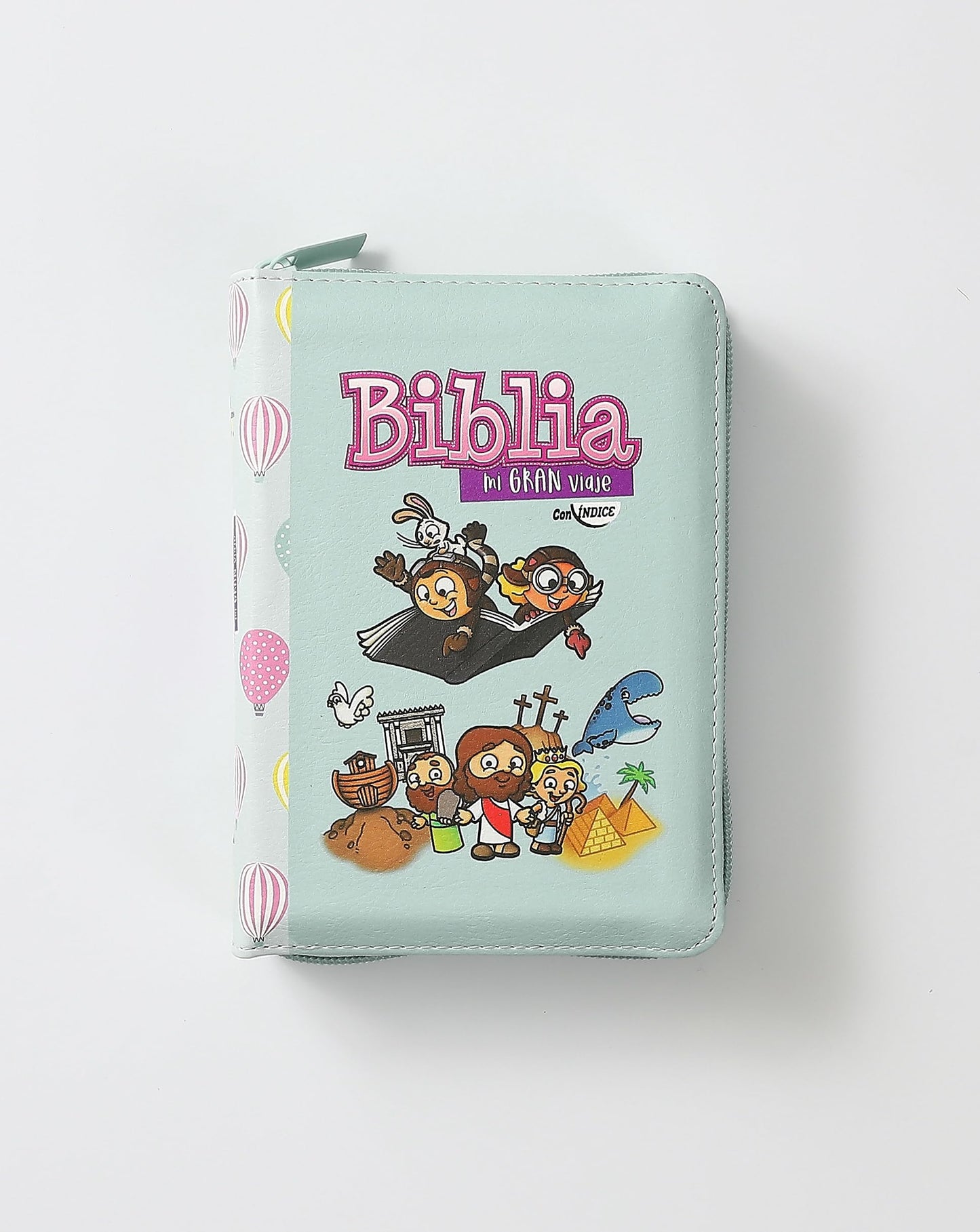 Libro: Biblia Mi Gran Viaje Niñas ilustrada RV1960Con Índice cierrre globos turquesa