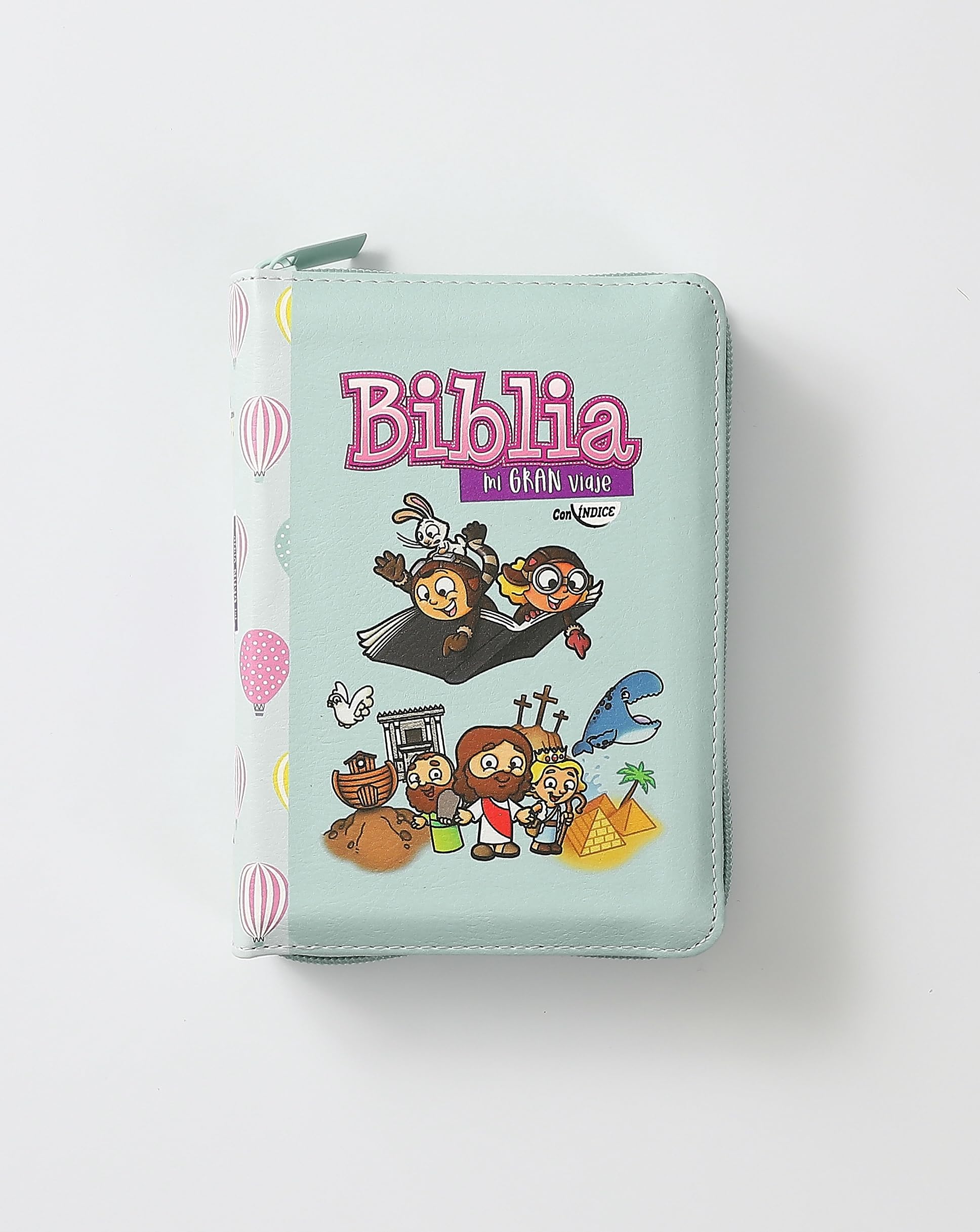 Libro: Biblia Mi Gran Viaje Niñas ilustrada RV1960Con Índice cierrre globos turquesa
