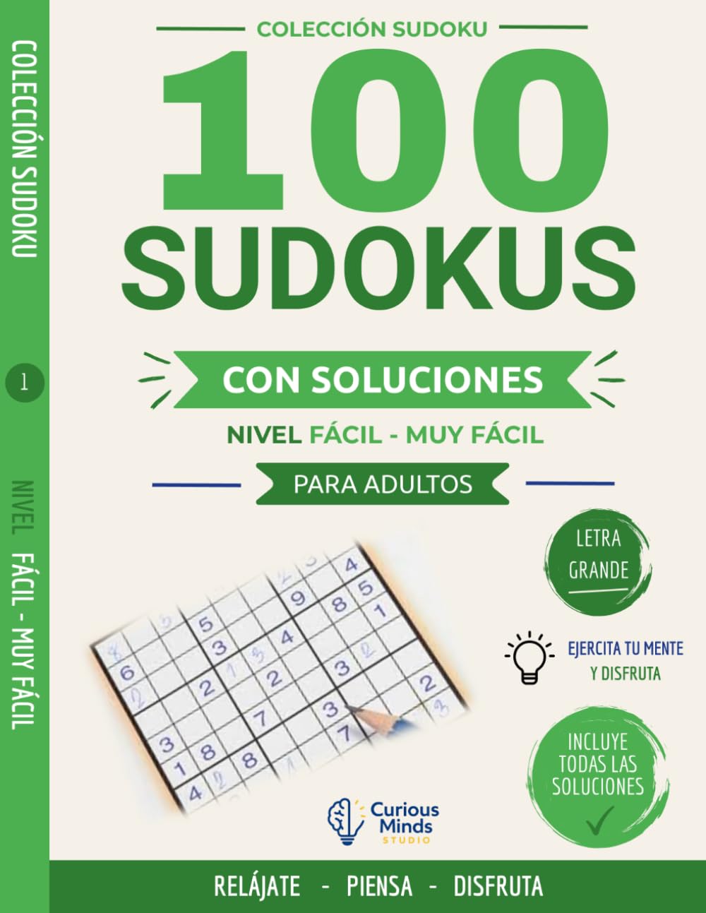Libro: 100 Sudokus para Adultos Letra Grande Fácil: Fácil – Muy fácil | Letra Grande | Con Soluciones (Sudokus Letra Grande para Adultos) (Spanish Edition)