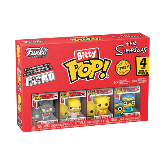 Funko Bitty Pop!: Simpsons - Scratchy, Grandpa Simpson, Lisa Simpson, and A Surprise Mystery Mini Figura - 0.9 Pulgadas () - The Simpsons Coleccionable - Stackable Display Shelf Included
