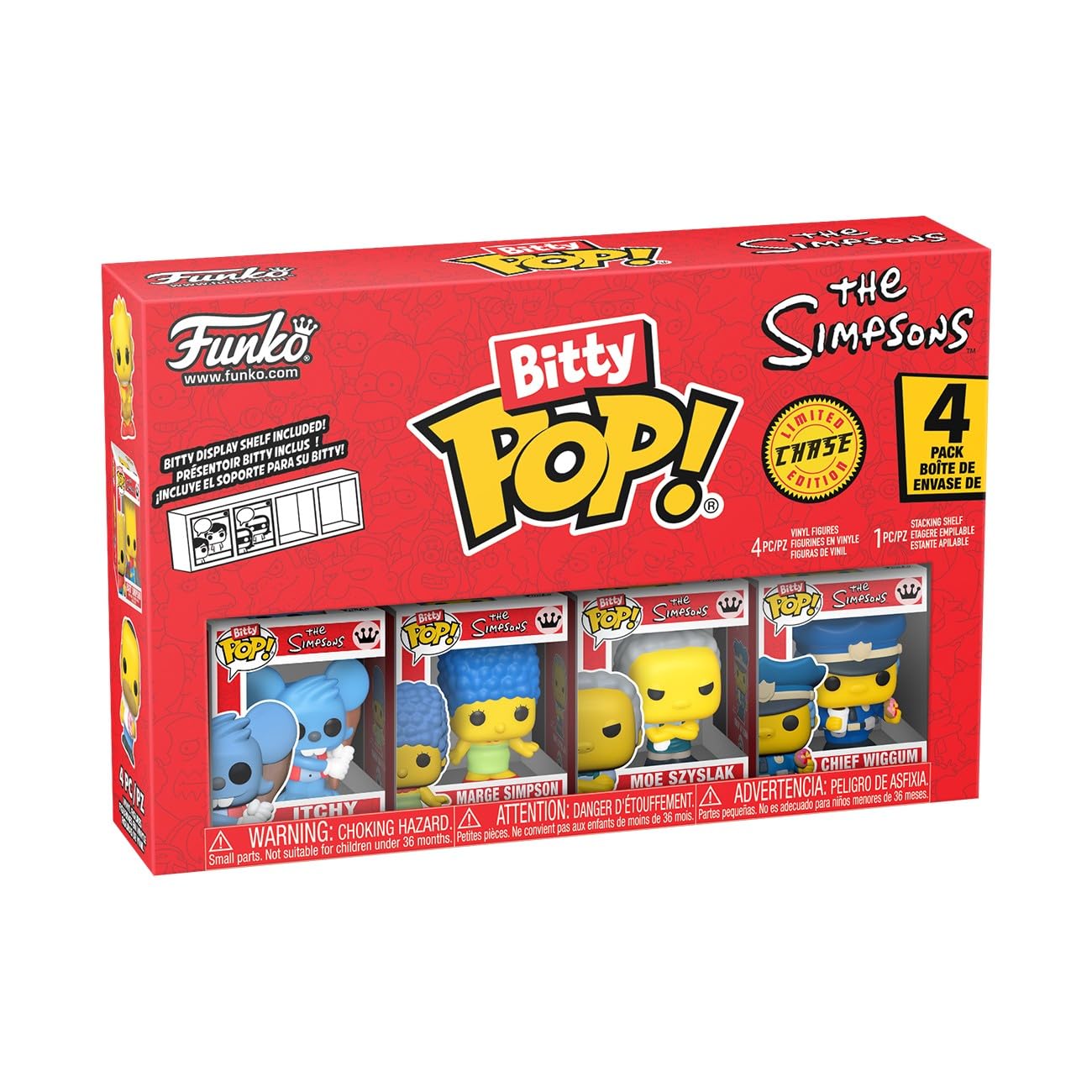 Funko Bitty Pop! Pack de 4: The Simpsons - Itchy, Marge (1 in 6 Chase Chance)