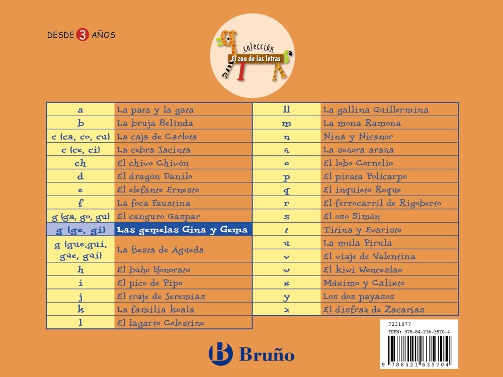 Libro: Las gemelas Gina y Gema: Juega con la g (ge, gi) (Castellano - A PARTIR DE 3 AÑOS - LIBROS DIDÁCTICOS - El zoo de las letras)