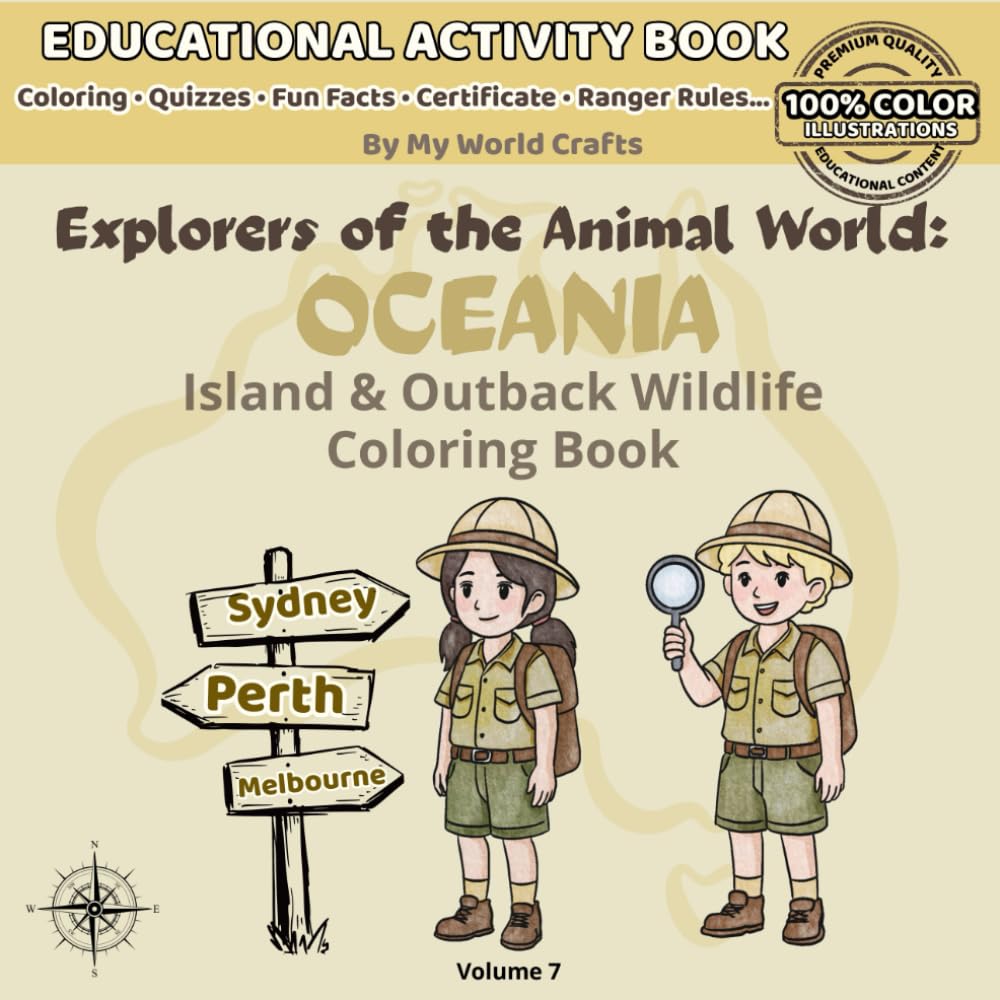 Libro: Explorers Of The Animal World: OCEANIA: Island & Outback Wildlife Coloring Book For Kids | Oceania Animals | Australia , Islands & Ocean Wildlife with ... & Fun Facts | Creative Learning Ages 4–10