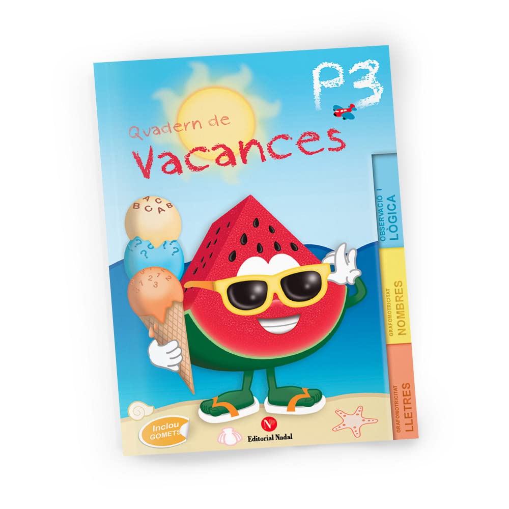 Vacances Infantil I-3 | Quadern d'estiu amb grafomotricitat, observació i lògica | Activitats divertides amb adhesius | Per a nens de 3 a 4 anys