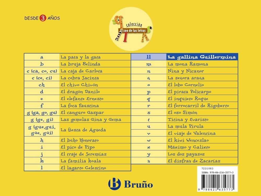 Libro: La gallina Guillermina: Juega con la ll (El zoo de las letras / The Zoo of Letters) (Spanish Edition)
