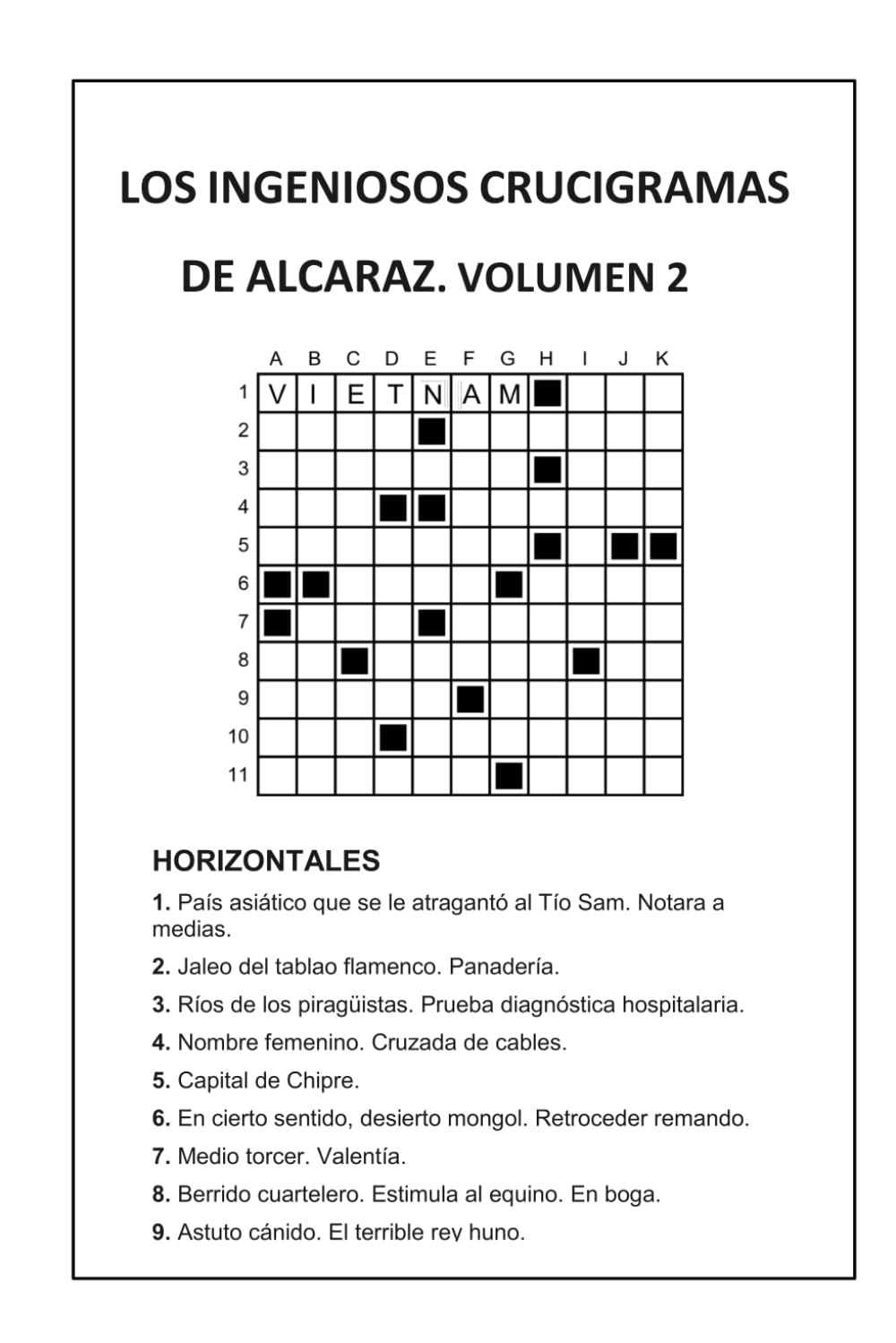 Libro: LOS INGENIOSOS CRUCIGRAMAS DE ALCARAZ. VOLUMEN 2