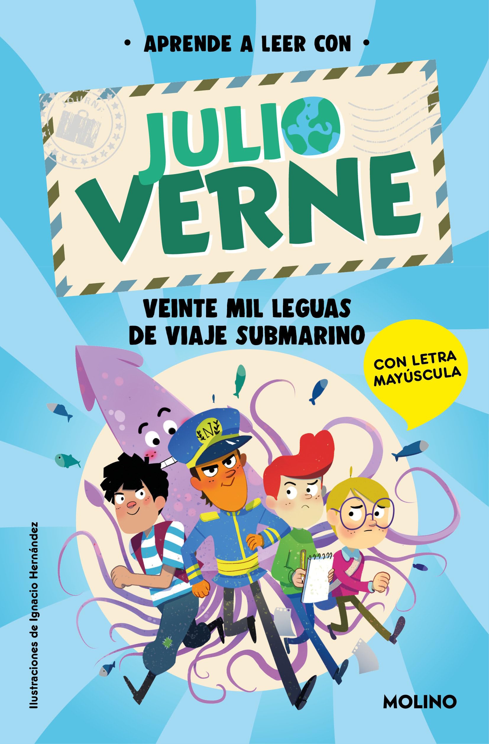Libro: Aprende a leer con Julio Verne - Veinte mil leguas de viaje submarino: Con letra MAYÚSCULA: 3 (Peques)