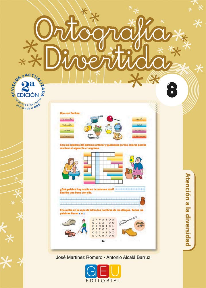 Libro: Ortografía divertida 8 / Editorial GEU / 3º Primaria / Mejora la ortografía / Recomendado como apoyo / Con actividades sencillas de repaso