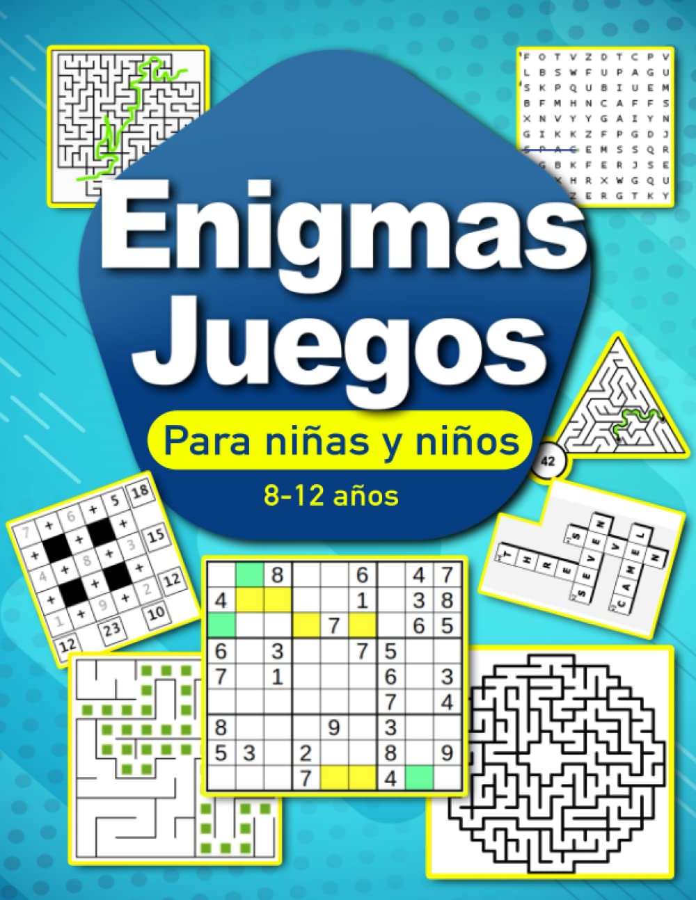 Libro: Enigmas y juegos 8-12 años: Juegos Educativos : laberintos para niños y Niñas: Juegos Pasatiempos Lógica y enigmas : Rompecabezas y pasatiempos para ... números que faltan y Prima : nuevo Laberintos