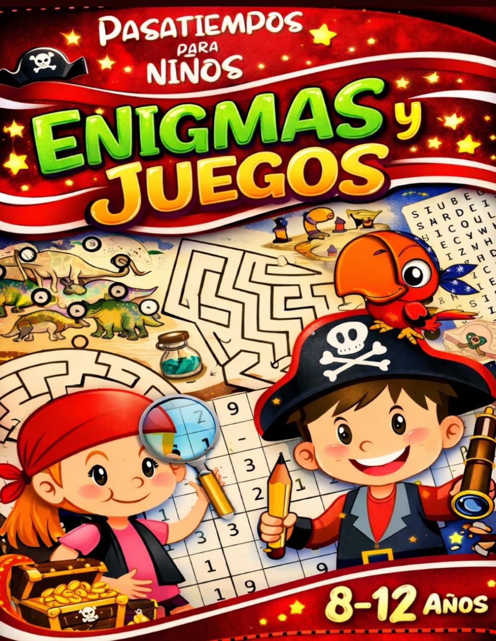 Libro: Enigmas y juegos 8-12 años: Rompecabezas y pasatiempos para niños: Encuentra las diferencias, Sopa de letras, Sudoku, Laberintos. (Spanish Edition)