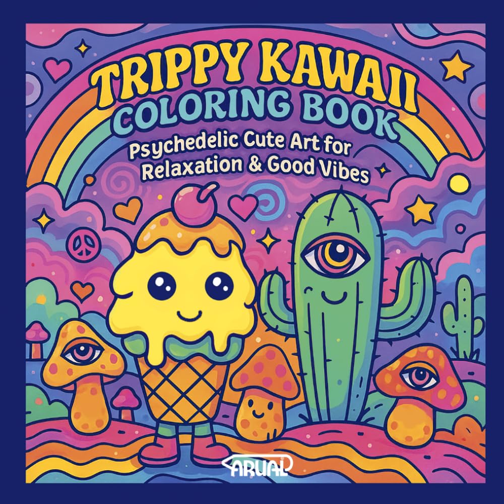 Libro: Trippy Kawaii Coloring Book: Psychedelic Cute Art for Relaxion and Good Vibes