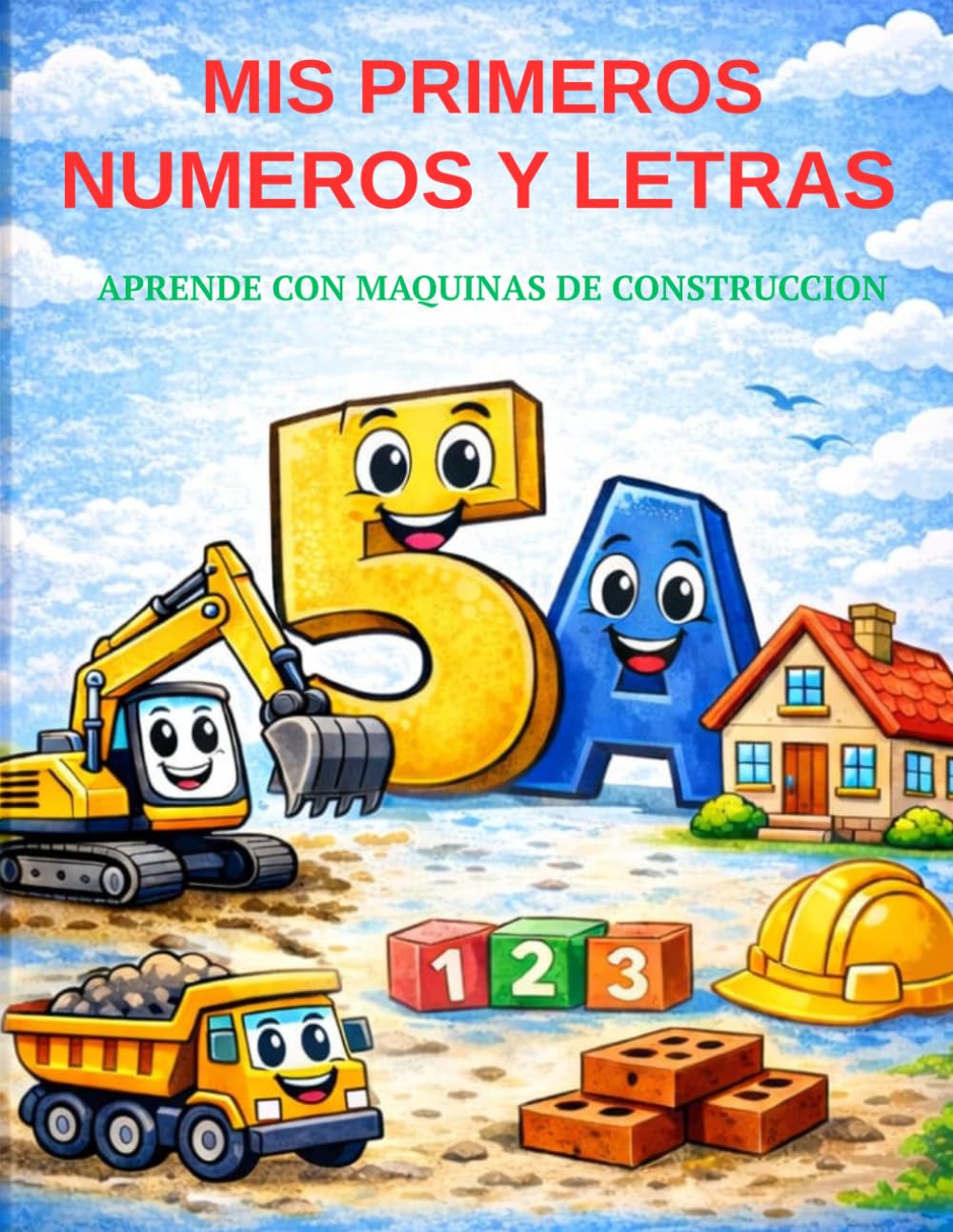 Libro de Colorear Construccion para Niños: Excavadoras,Camiones,Herramientas y casas. Actividades para Niños df 3 a 6 Años (Spanish Edition)