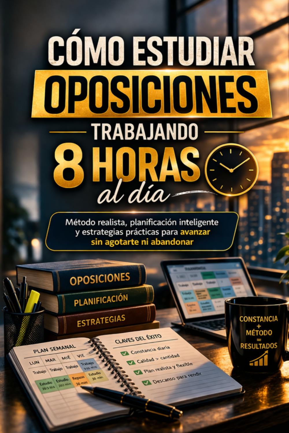 Libro: Cómo estudiar oposiciones trabajando 8 horas al día: Método realista, planificación inteligente y estrategias prácticas para avanzar sin agotarte ni abandonar (Spanish Edition)