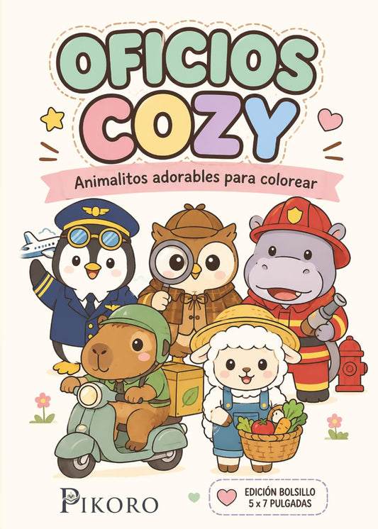Animalitos Adorables para Colorear: Pequeño libro de bolsillo con 30 oficios cozy, dibujos grandes y fáciles para colorear en casa, en la playa o de vacaciones (Cozy Moments Coloring Collection)