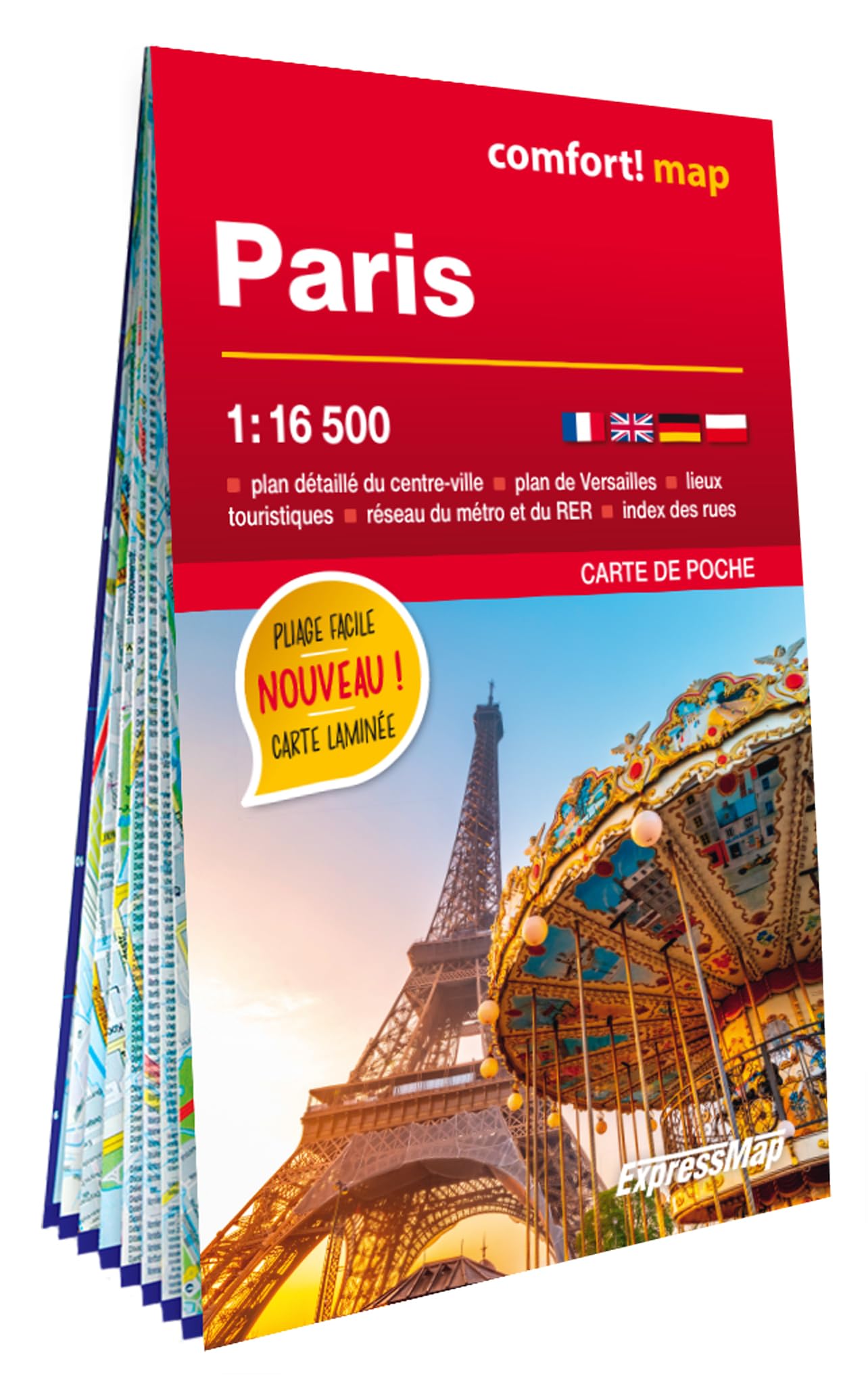 Libro: Paris 1/16.500 (carte format poche laminée - plan de ville) (Carte Poche laminée Comfort! Map)