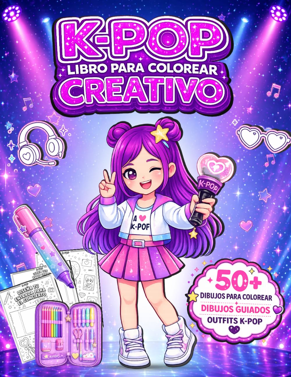 Libro: K-Pop Libro para Colorear Creativo: 50+ Dibujos de Idols K-Pop, Aprende a Dibujar Paso a Paso y Crea Outfits K-Pop – Actividades Divertidas y Creativas para Niñas