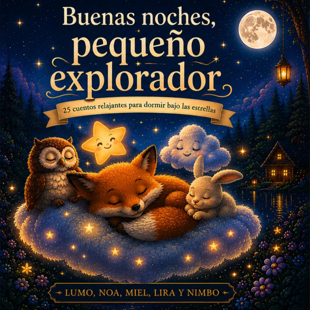 Libro: Buenas noches, pequeño explorador: 25 cuentos relajantes para dormir — Historias mágicas llenas de estrellas, amistad y sueños tranquilos