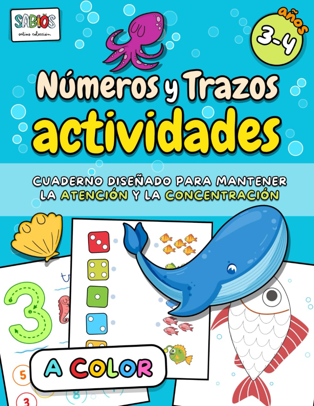 Libro: Números y Trazos - Actividades A COLOR para 3 y 4 años: Cuaderno para mejorar habilidades motoras y manejo del lápiz: Trazos, Formas y Números. ... la Motricidad, la Atención y Concentración)
