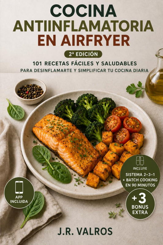 COCINA ANTIINFLAMATORIA EN AIRFRYER: 101 RECETAS FÁCILES Y SALUDABLES PARA DESINFLAMARTE Y SIMPLIFICAR TU COCINA DIARIA