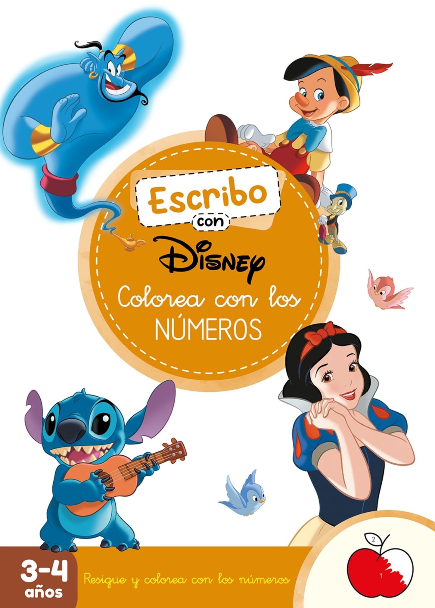 Libro: Colorea con los números (3-4 años) (Escribo con Disney): Con números y figuras para reseguir (Aprendo con Disney)