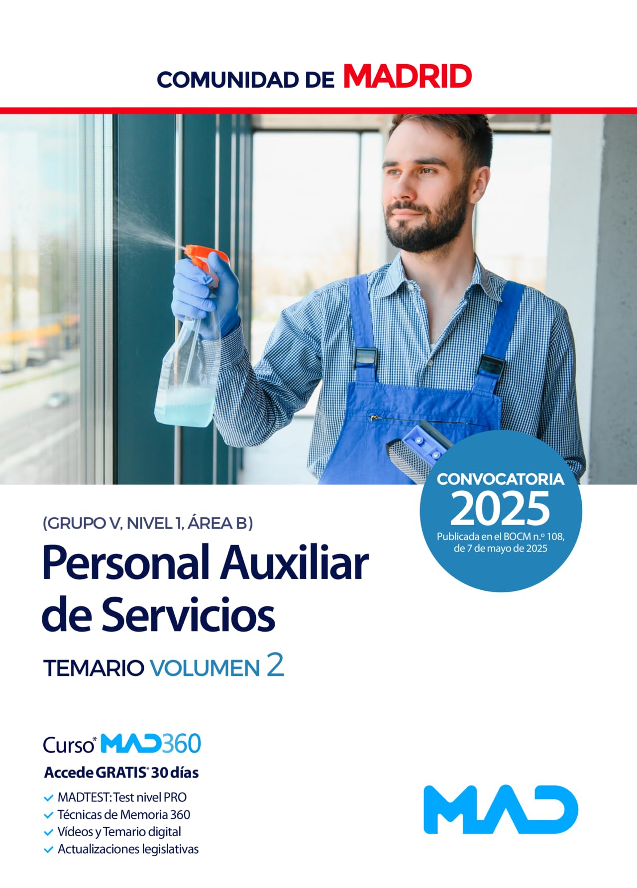 Libro: Personal Auxiliar de Servicios (Grupo V, Nivel 1, Área B) de la Comunidad de Madrid. Temario volumen 2