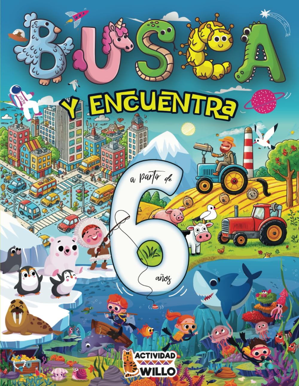 Libro: Busca y Encuentra a partir de 6 años: Libro Gigante de Juegos educativos y actividades divertidas para niños, Encuentra Animales de la Granja, del ... ... (¡Mis Grandes Retos de Busca y Encuentra!)