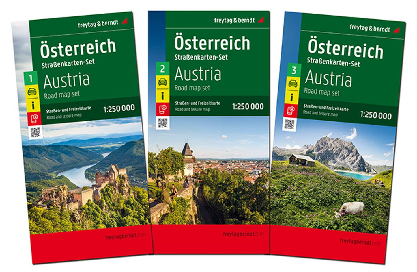 Libro: Austria Road Map Pack - 3 Map set: 1:250,000 3 maps in plastic sleeve: OESET