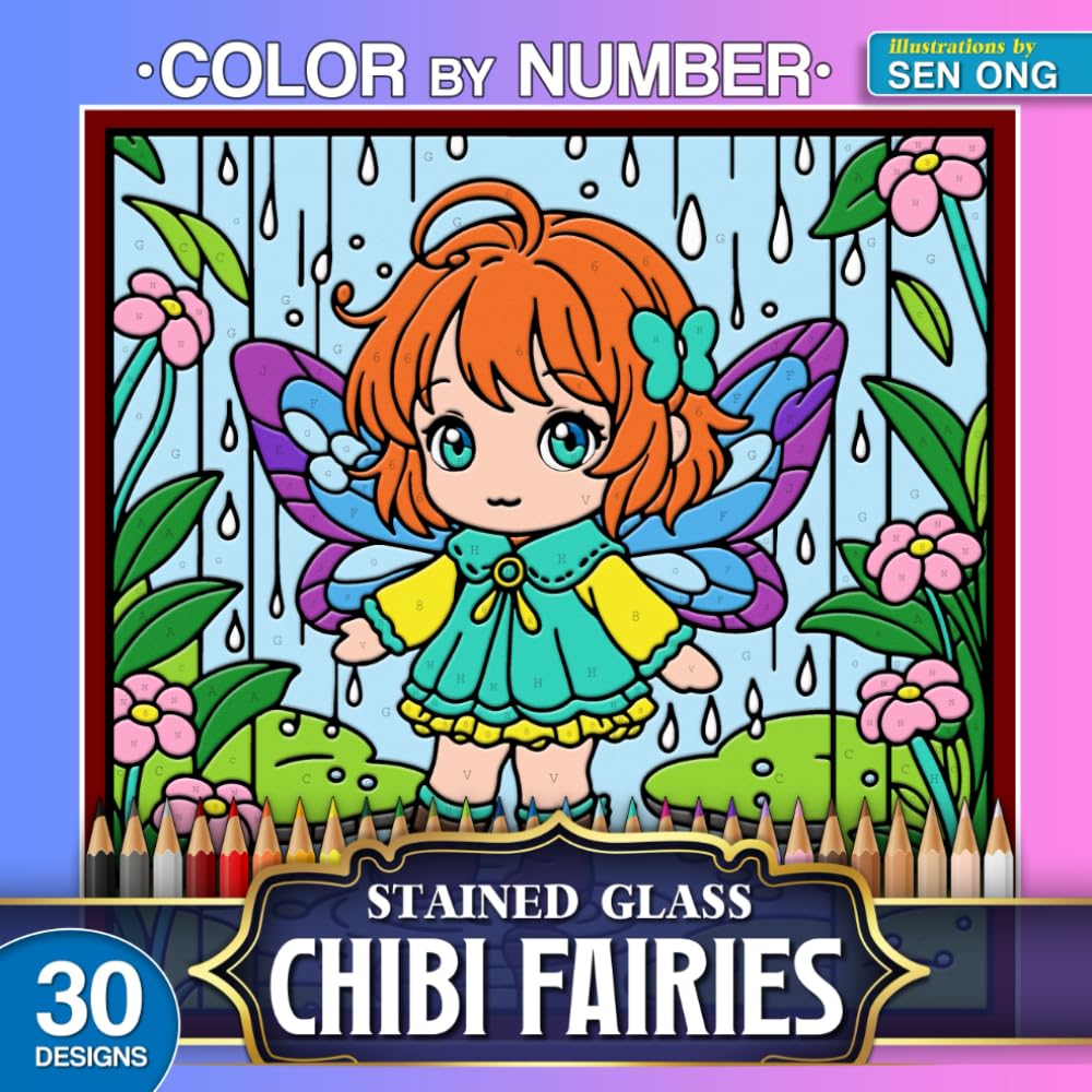 Libro: Chibi Fairies Stained Glass Color by Number: A Magical and Cute Fairyland to Brighten Your Day (Stained Glass Color By Number Collection)