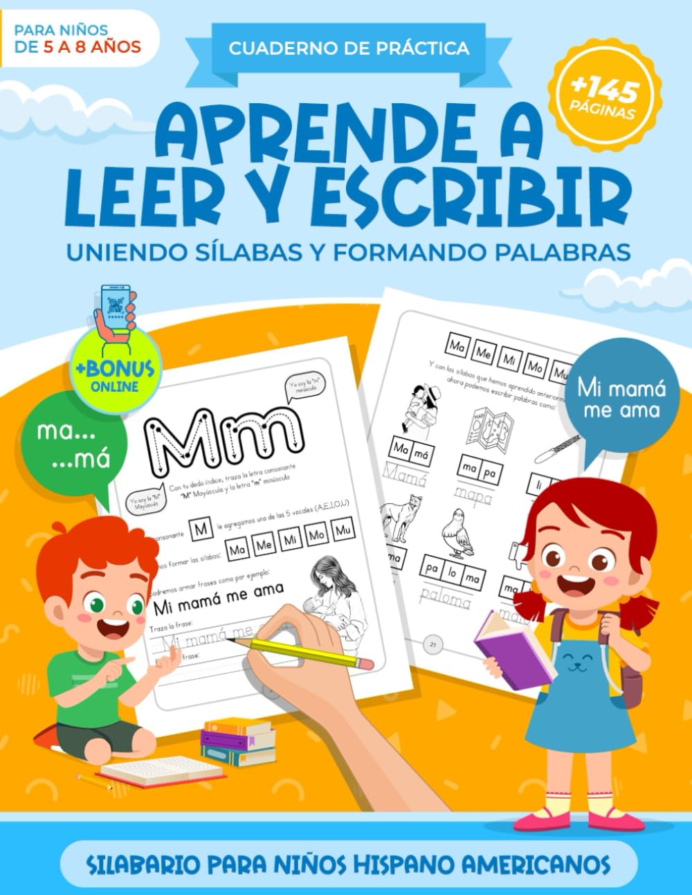Libro: Aprender a leer y escribir uniendo sílabas y armando palabras | Cuaderno de práctica para niños en español: Cuaderno de caligrafía para niños | ... para niños en español) (Spanish Edition)