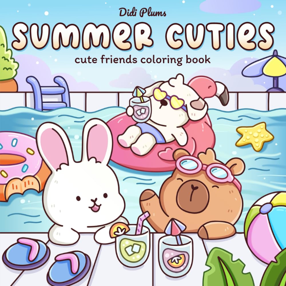 Libro: Summer Cuties: Cute Coloring Book for Adults & Teens Featuring Adorable Animal Friends in Cozy Summer Scenes for Relaxation
