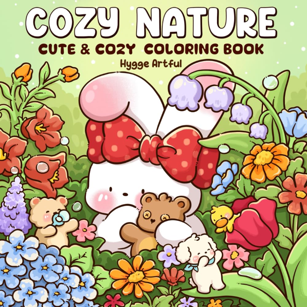 Libro: Cozy Nature: A Delightful Coloring Book for Adults And Teens Featuring Cute Creatures Relaxing in Serene Flower Filled Gardens for Relaxing