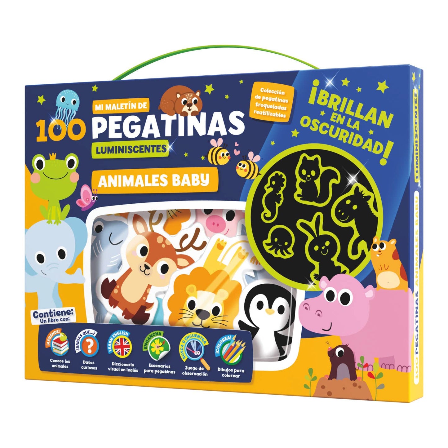 Libro: MALETIN 100 PEGATINAS LUMINESCENTES - ANIMALES BABY