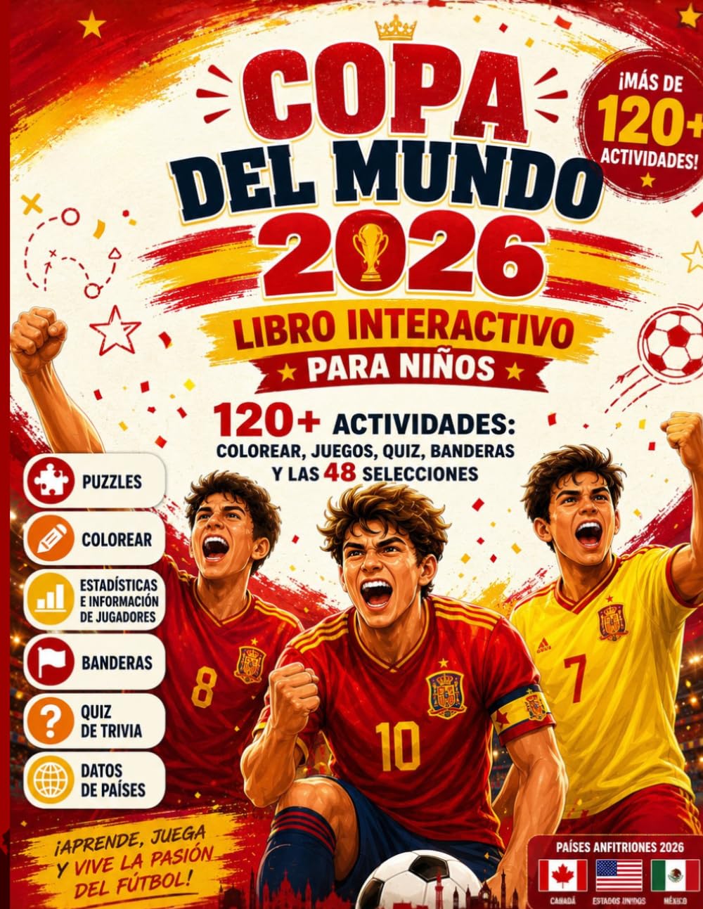 Libro: Copa del Mundo 2026 – Libro interactivo para niños: 120+ actividades: colorear, juegos, quiz, banderas y las 48 selecciones
