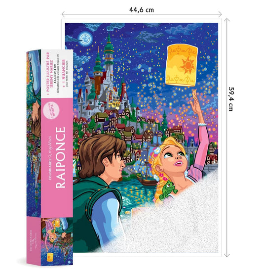 Coloriages mystères Raiponce: 1 poster 44,6 x 59,4 cm et 1 nuancier