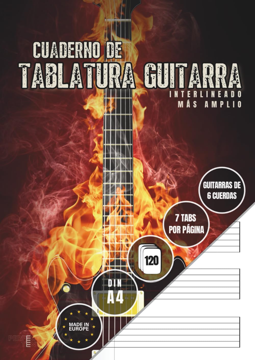 Libro: Cuaderno De Tablatura Guitarra: Libro de Tablaturas con Interlineado Amplio – 120 Páginas, 7 Sistemas de Tabulaturas en Blanco por Página, Ideal para ... Profesores, para Guitarras de 6 Cuerdas (A4)