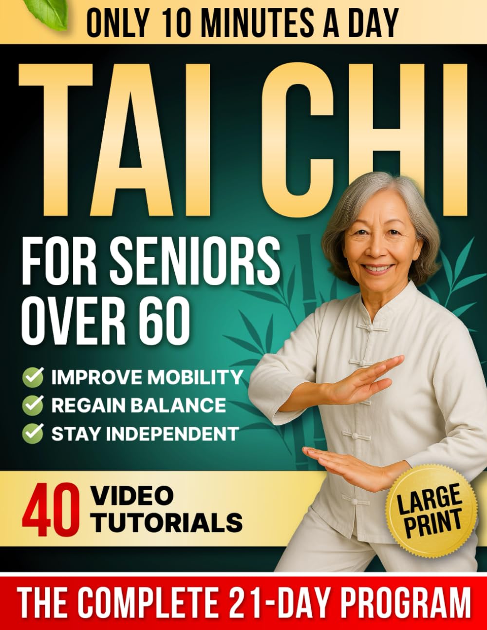 Libro: 10-Minute Tai Chi for Seniors Over 60: A Step-by-Step 21-Day Plan to Regain Balance, Prevent Falls & Stay Independent | Illustrated Exercises, Video Lessons & Large Print for Easy At-Home Practice