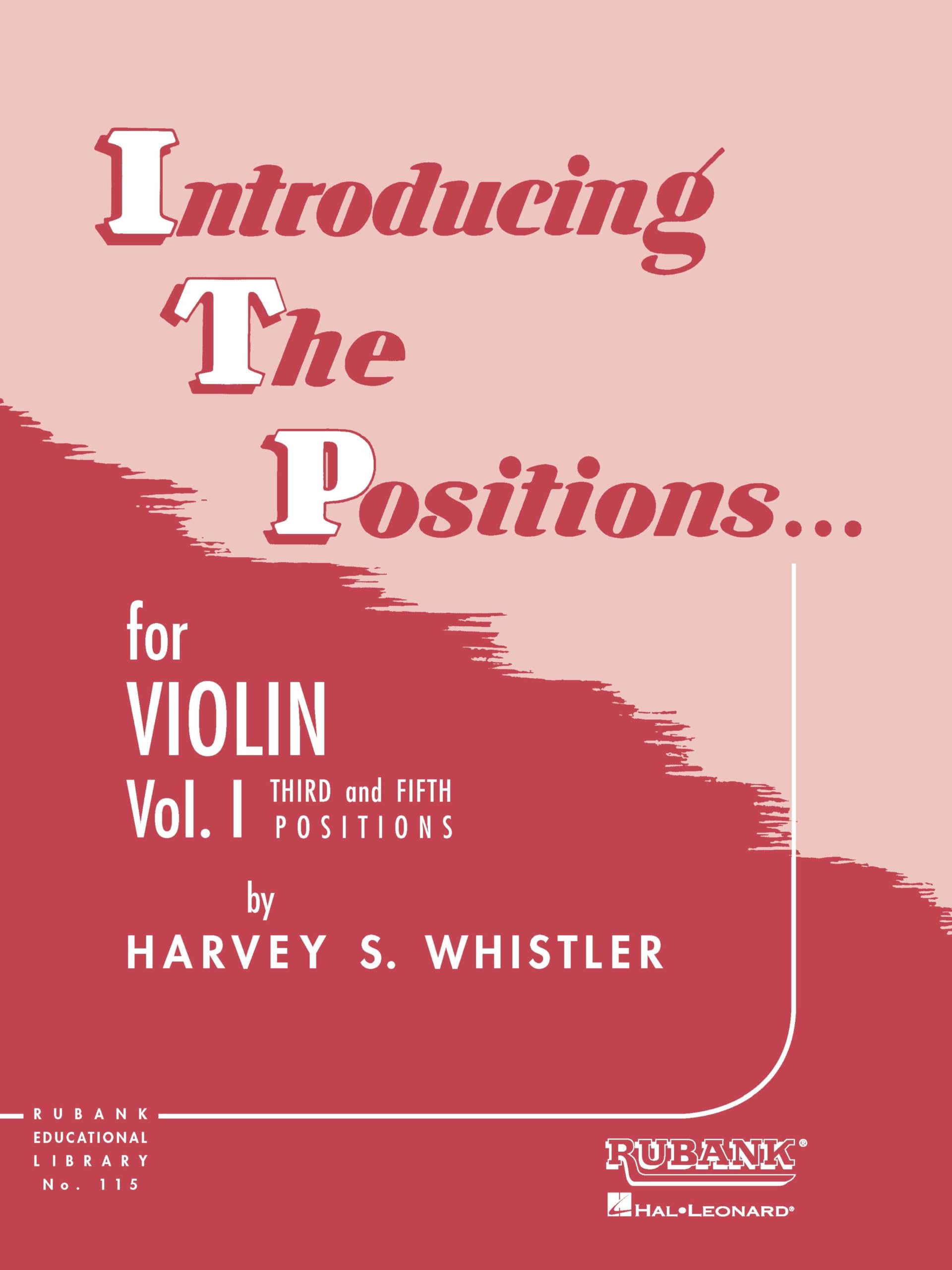 Libro: Introducing the Positions for Violin Volume 1 by Harvey S. Whistler | Violin Method Book for Third and Fifth Position | Beginner Violin Technique and Shifting Exercises | Essential String Study Guide