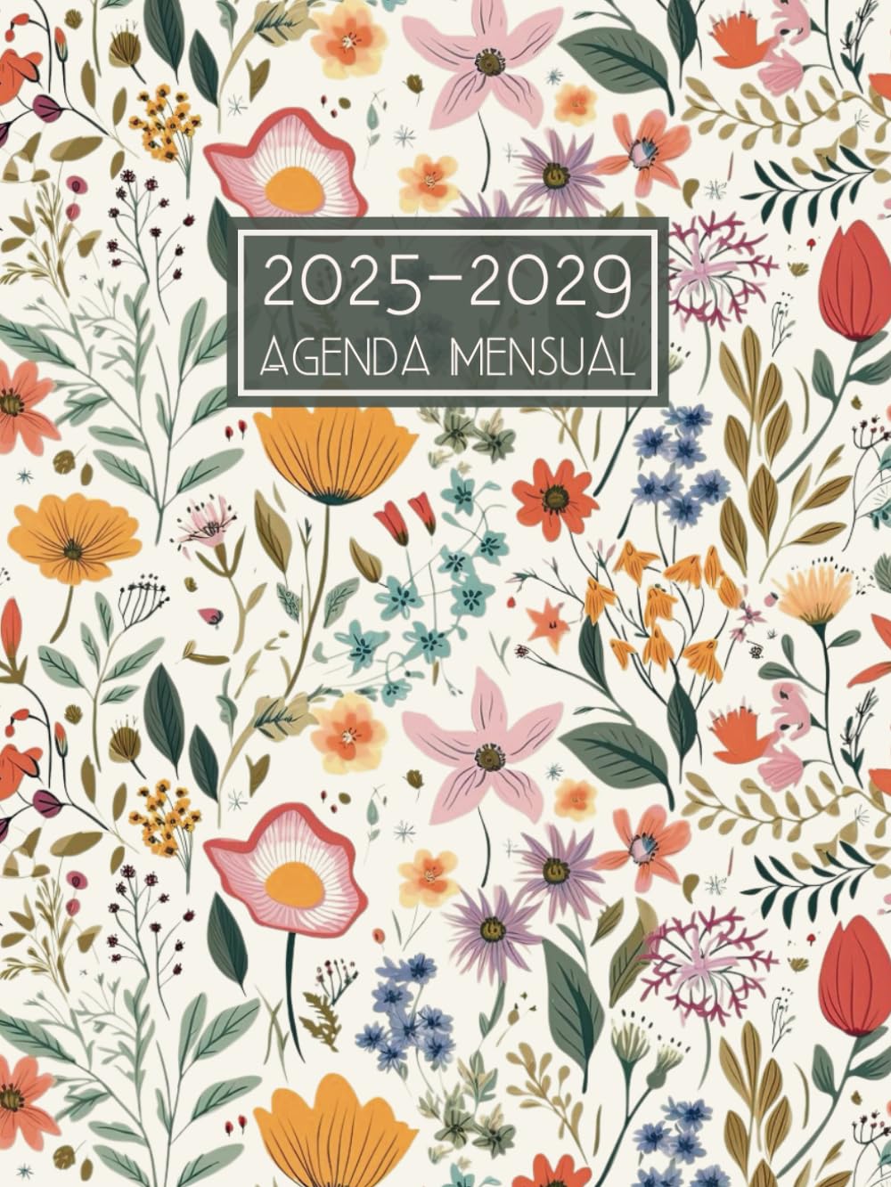 Libro: Agenda Mensual 2025-2029: 5 Años Calendario Anual de Enero 25 a Diciembre 29 || 60 Meses Planificador Organizador con Vacaciones en España - 1 Mes para 2 Páginas - Formato Grande (Spanish Edition)