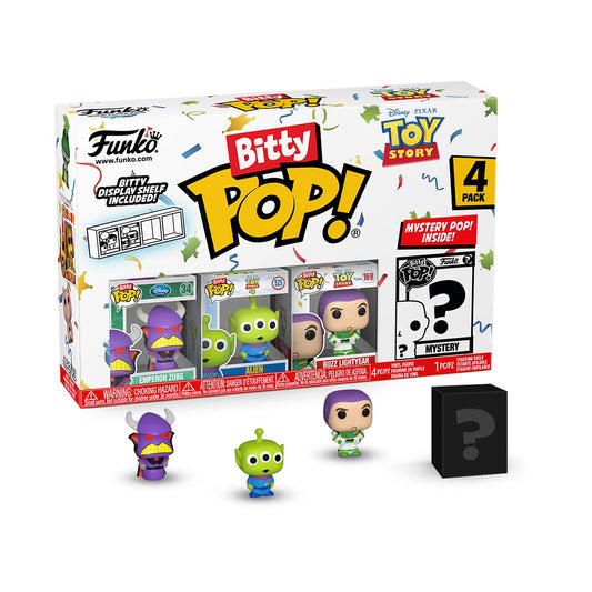 Funko Bitty Pop Toy Story - Zurg, Alien, Buzz Lightyear and A Surprise Mystery Mini Figura - 0.9 Pulgadas () Coleccionable - Stackable Display Shelf Included