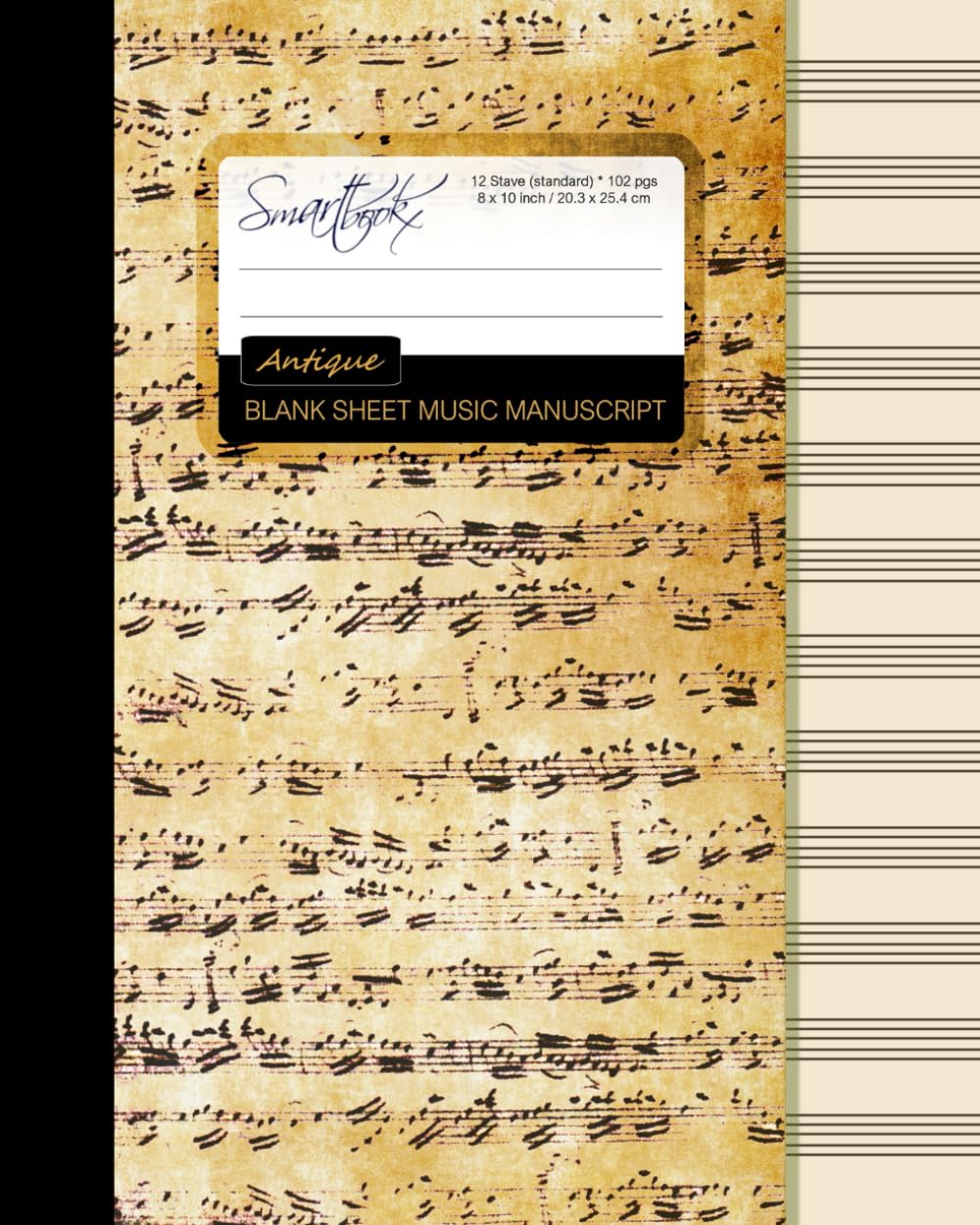 Libro: Blank Sheet Music: Music Manuscript Paper / Staff Paper / Musicians Notebook [ Book Bound (Perfect Binding) * 12 Stave * 100 pages * Large * Antique ] (Composition Books - Music Manuscript Paper)