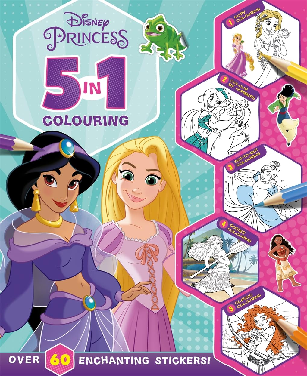 Libro: Disney Princess: 5 in 1 Colouring (With dot-to-dot, colour-by-numbers, copy colouring, and more!)