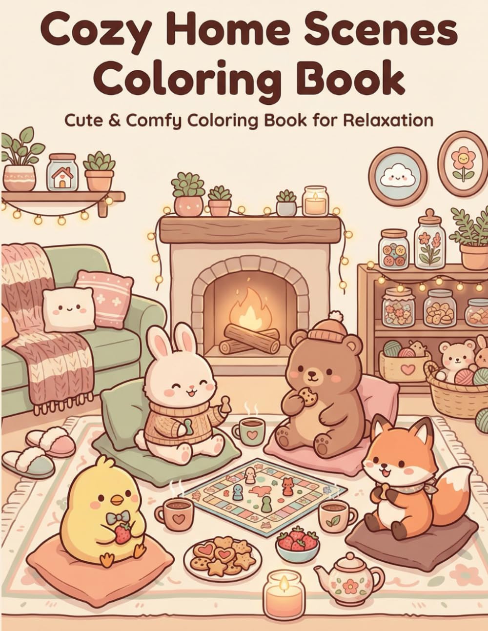 Libro: Cozy Home Scenes Coloring Book: Libro para Colorear para Adultos | 60 Dibujos Kawaii Cozy | Relax & Antiestrés