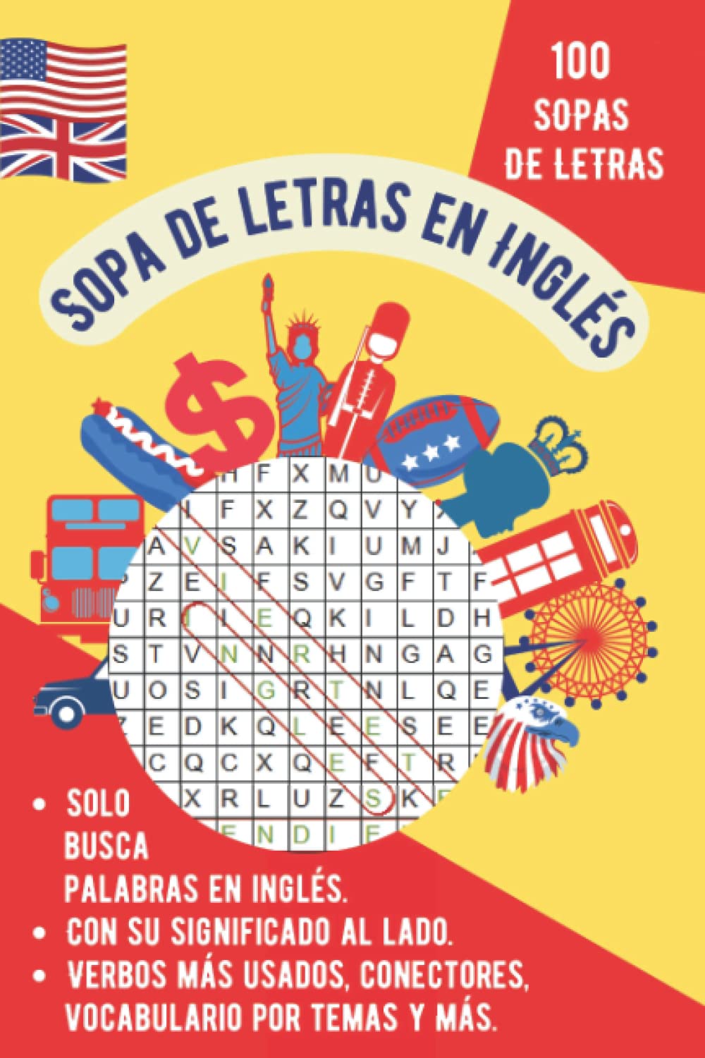 Libro: Sopa de letras en inglés para adultos: Aprende más vocabulario mientras te diviertes, el cuaderno se divide en temáticas, encuentra los verbos más ... deportes, y mucho más. (Spanish Edition)