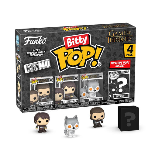 Funko Bitty Pop! Game Of Thrones - Ned Stark, Arya Stark, Nymeria, & A Surprise Mystery Figura - 0.9 Pulgadas () Coleccionable - Stackable Display Shelf Included