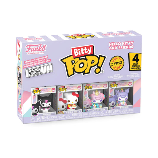 Funko Bitty Pop!: Sanrio - Kuromi, Hello Kitty (Ice Cream), My Melody (Unicorn Party), and Chase Mini Figura - 0.9 Pulgadas () - Hello Kitty Coleccionable - Stackable Display Shelf Included