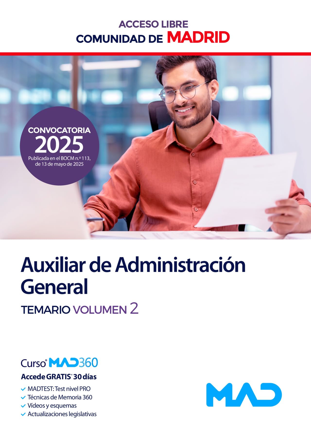 Libro: Auxiliar de Administración General de la Comunidad de Madrid (Acceso Libre). Temario volumen 2
