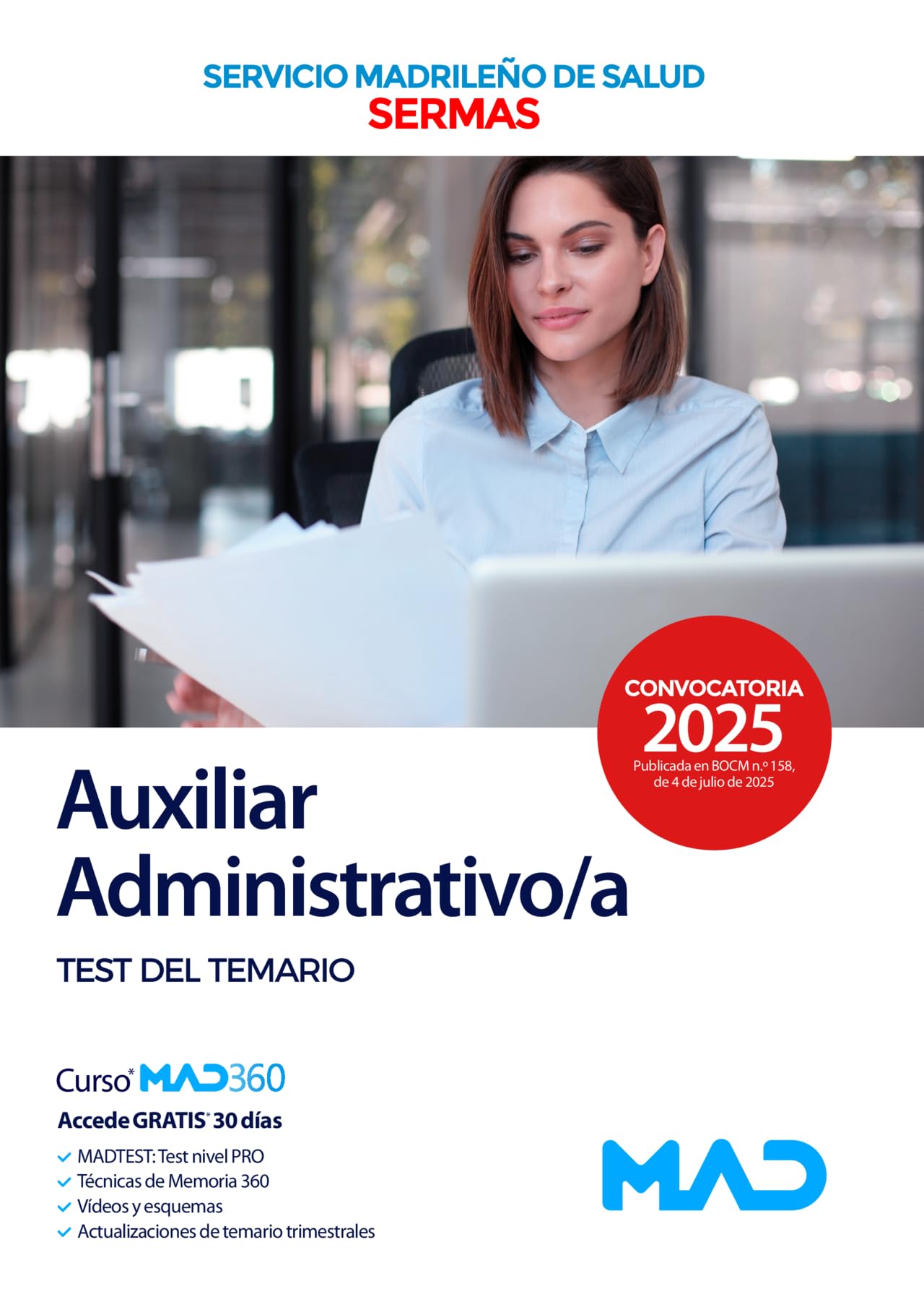 Libro: Auxiliar Administrativo/a del Servicio Madrileño de Salud. Test del temario